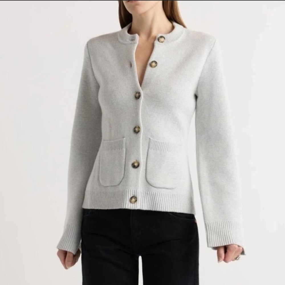 Modern Citizen Soft Gray Cardigan with Pockets - Picture 2 of 5